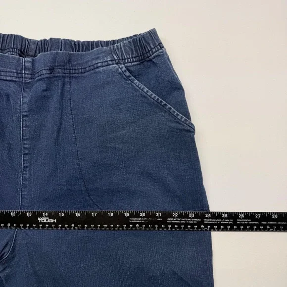 Croft & Barrow Womens 2X Blue Denim Capri Pants Elastic Waist Stretch Plus Size - Picture 8 of 10